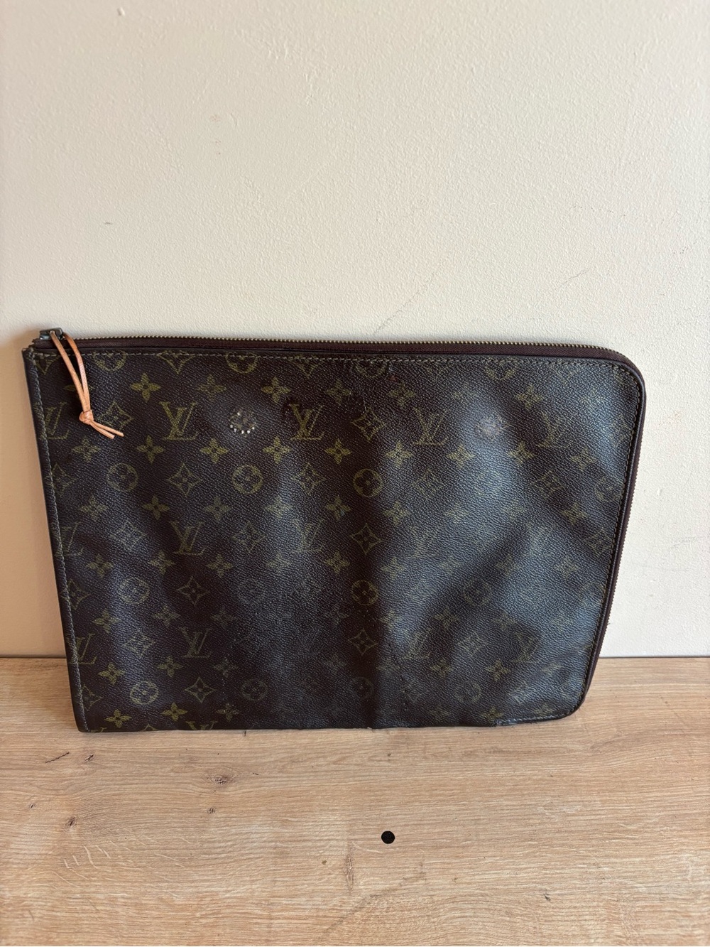 Louis Vuitton Monogram Toiletry Pouch - Dark Brown with Natural Leather Trim